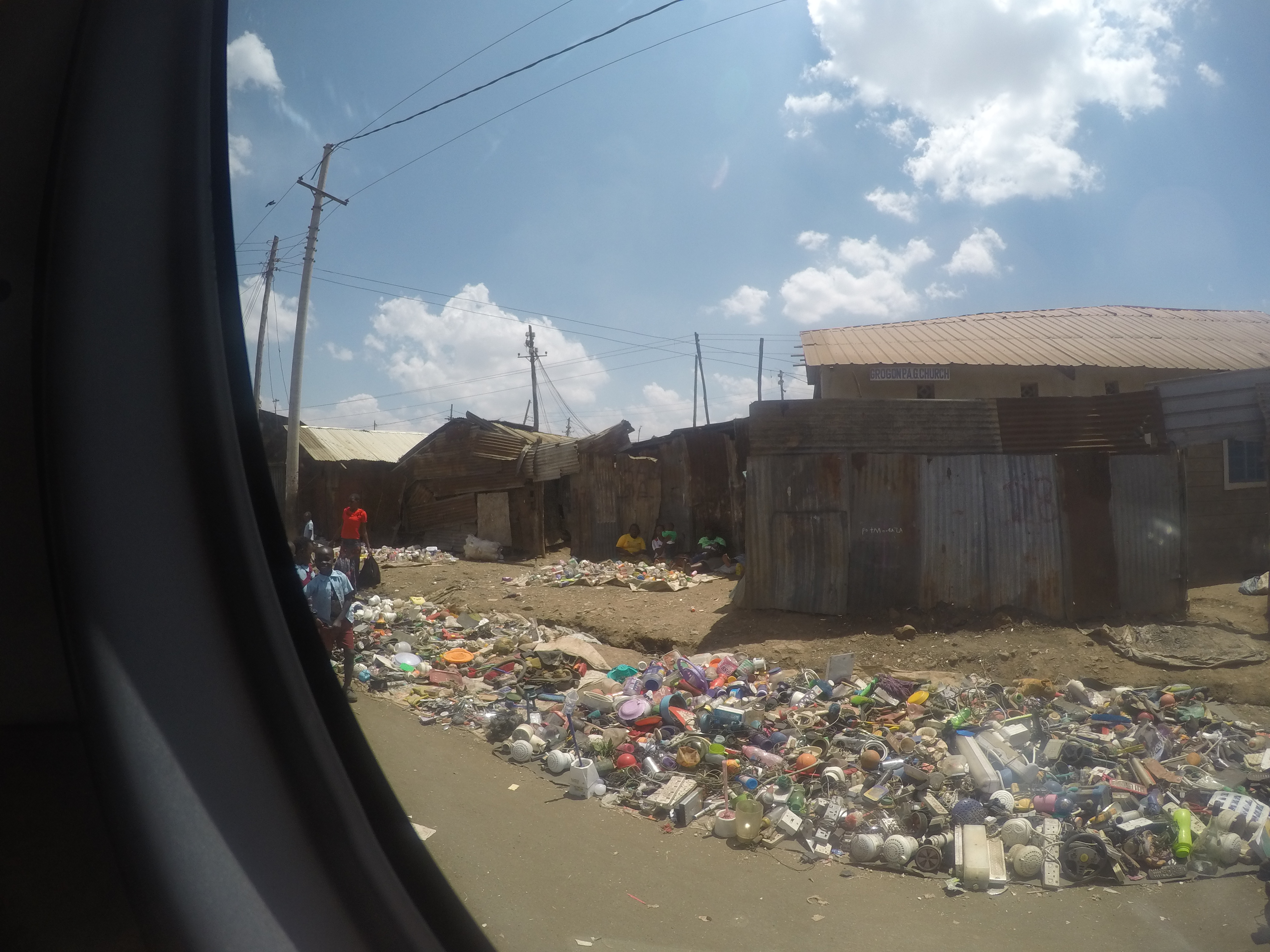 Driving through a slum area of Nairobi